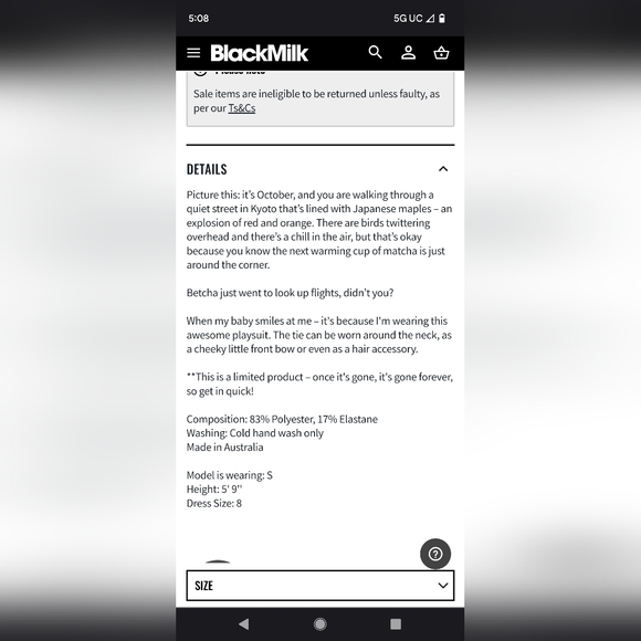 AUTUMN IN JAPAN SLEEVELESS RIO PLAYSUIT - LIMITED XS - Picture 2 of 7